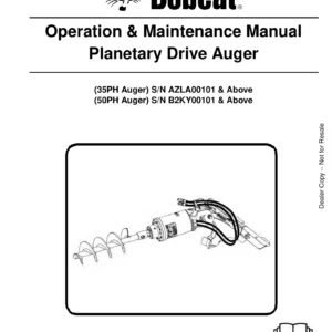 Bobcat 35PH 50PH Planetary Drive Auger Operation & Maintenance Manual - PDF Download