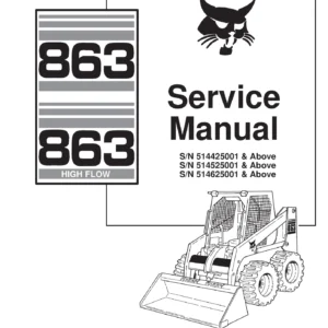 Bobcat 863 & 863H High Flow Skid Steer Loader Service Manual PDF - 6900648 Repair Guide