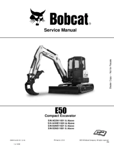 Bobcat E50 Compact Excavator Service Manual 2019 - PDF Repair Guide