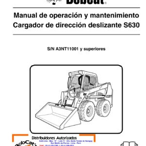 Bobcat S630 Cargador de Dirección Deslizante Manual de Operación y Mantenimiento Español PDF