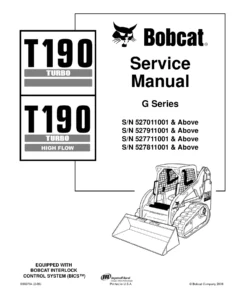 Bobcat T190 G Series Service Manual PDF - Turbo & High Flow Workshop Repair