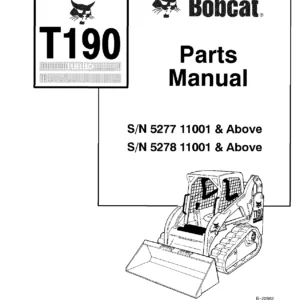 Bobcat T190 Turbo Skid Steer Parts Manual 2004 PDF - S/N 5277 & 5278