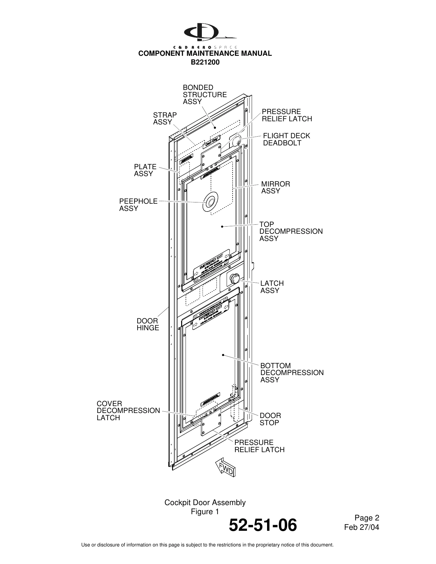 C&D Aerospace B221200 Cockpit Door Assembly Component Maintenance Manual 52-51-06 - Boeing 737/757 PDF - Image 2
