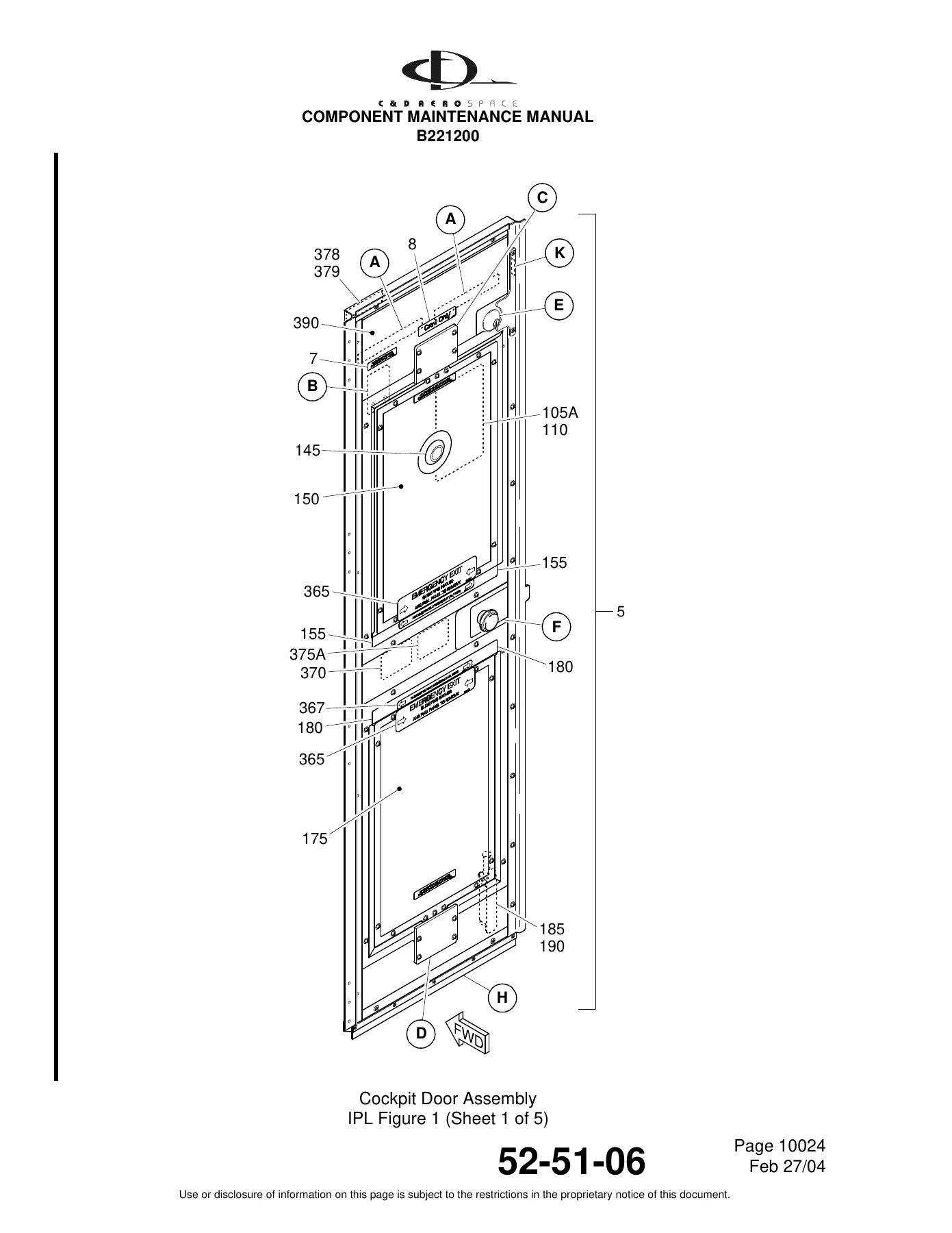 C&D Aerospace B221200 Cockpit Door Assembly Component Maintenance Manual 52-51-06 - Boeing 737/757 PDF - Image 3