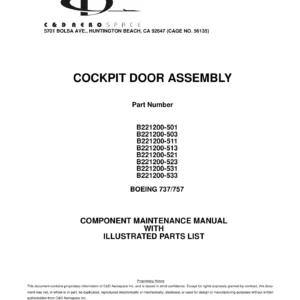 C&D Aerospace B221200 Cockpit Door Assembly Component Maintenance Manual 52-51-06 - Boeing 737/757 PDF
