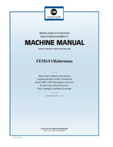 CSI Series 200E CIHT Capping Machine Manual 200E-KH4252-24 #200E0121 - Operation, Maintenance, Troubleshooting & Parts Catalog PDF
