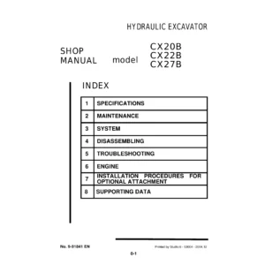 Case CX20B CX22B CX27B Hydraulic Excavator Shop Manual PDF - Service & Repair Guide