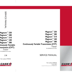 Case IH Magnum 250 280 310 340 380 CVT Tractor Service Repair Manual 2014