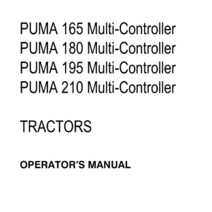 Case IH Puma 165 180 195 210 Multi-Controller Tractor Operator's Manual