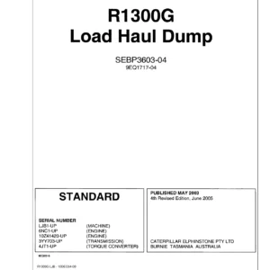 Caterpillar R1300G Load Haul Dump Parts Manual SEBP3603-04 - PDF Download