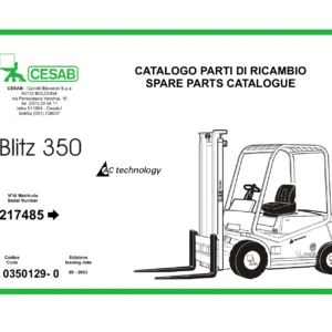 Cesab Blitz 350 AC Technology Forklift Spare Parts Catalogue 09-2003 - Serial 217485 Parts Manual PDF