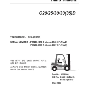 Clark C20/25/30/33(35)D Forklift Parts Manual PDF - Tier2 & Tier3 Illustrated Parts Catalog