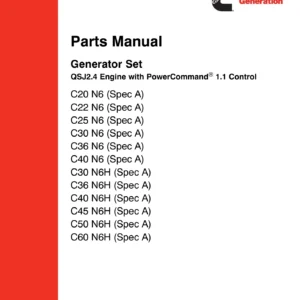 Cummins QSJ2.4 C20-C60 N6 Generator Sets Parts Manual - PowerCommand 1.1 PDF
