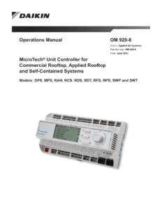 Daikin MicroTech Unit Controller Operations Manual OM 920-8 - Rooftop & Self-Contained Systems PDF