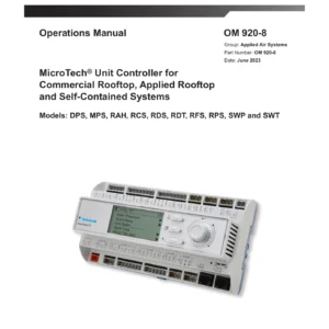 Daikin MicroTech Unit Controller Operations Manual OM 920-8 - Rooftop & Self-Contained Systems PDF