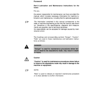 Demag CC 2800-1 Crawler Crane Part 2 Lubrication and Maintenance Instructions PDF