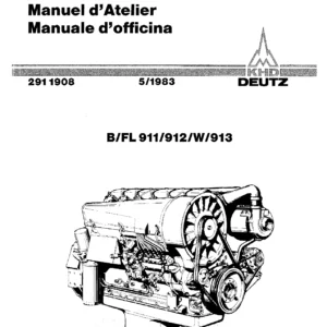 Deutz B/FL 911/912/W/913 Air-Cooled Diesel Engine Workshop Manual - Multilingual PDF