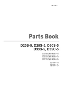 Doosan D20S-5 D25S-5 D30S-5 D33S-5 D35C-5 Forklift Parts Catalog Manual SB1109E17 PDF
