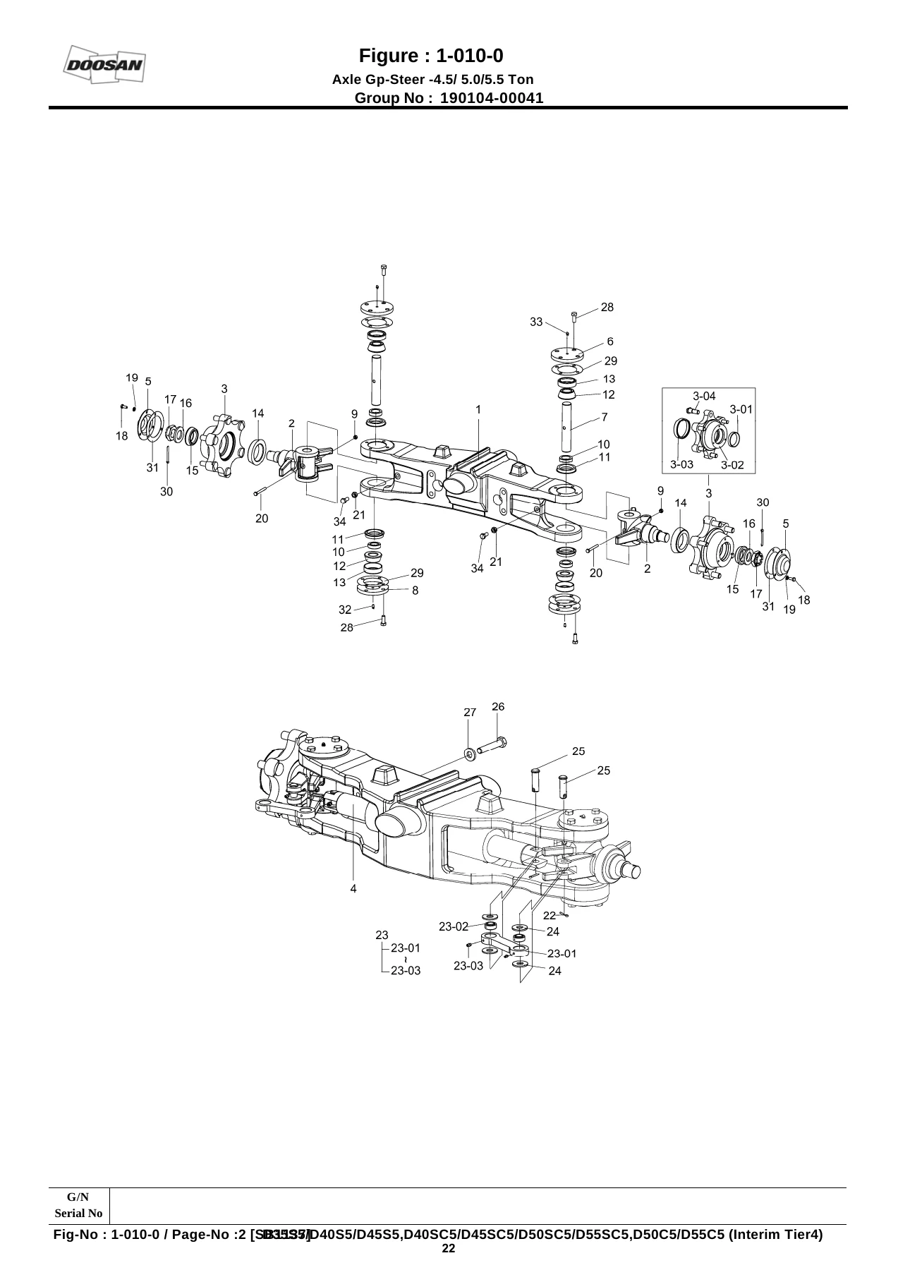 Doosan D35S-5 D40S-5 D45S-5 D50C-5 D55C-5 D40SC-5 D45SC-5 D50SC-5 D55SC-5 Forklift Parts Book SB1137E01 - Image 2
