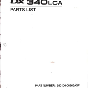 Doosan DX340LCA Excavator Parts Catalog 950106-00266ASP - Illustrated Parts List
