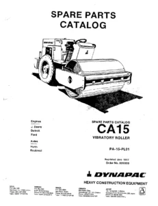 Dynapac CA15 CA15D CA15PD Vibratory Roller Spare Parts Catalog 1987 PDF