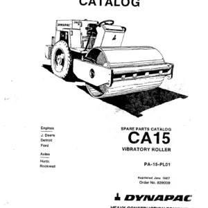 Dynapac CA15 CA15D CA15PD Vibratory Roller Spare Parts Catalog 1987 PDF