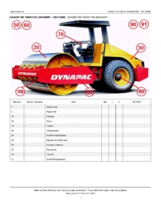Dynapac CA402D Single Drum Compactor Spare Parts List PDF - Serial 10000118x0A000001 to 0A010486