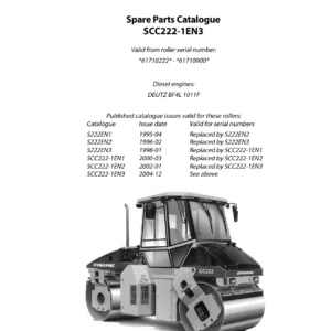 Dynapac CC222 Vibratory Tandem Roller Spare Parts Catalogue SCC222-1EN3 PDF