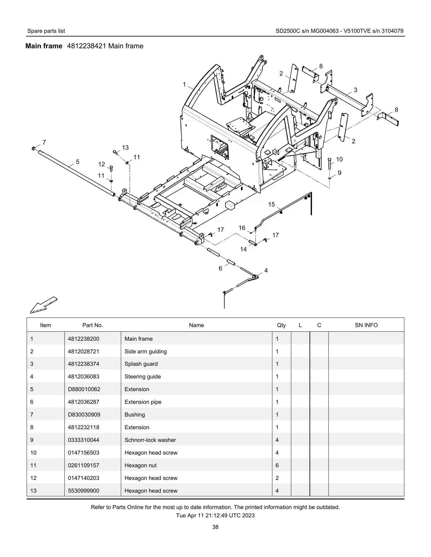 Dynapac SD2500C V5100TVE Paver Spare Parts Catalogue PDF - 901 Page Parts Manual - Image 3