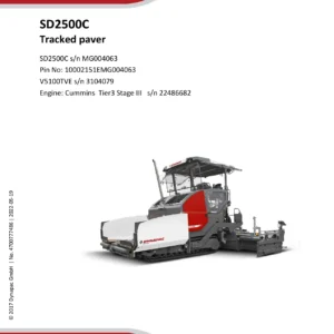 Dynapac SD2500C V5100TVE Paver Spare Parts Catalogue PDF - 901 Page Parts Manual