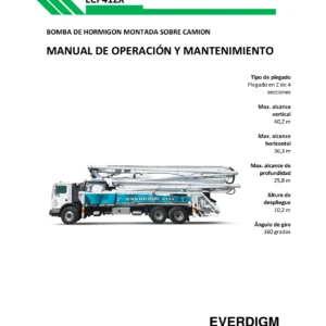 Everdigm ECP41ZX – Manual de Operación y Mantenimiento de Bomba de Hormigón con Pluma (PDF en Español)