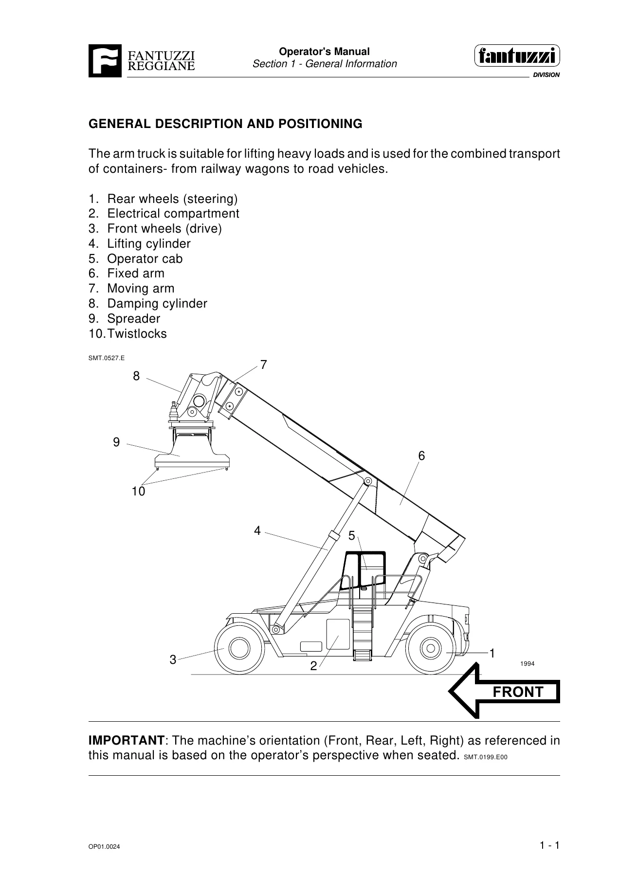 Fantuzzi Reggiane CS 45 KM Container Stacker Operator & Maintenance Manual PDF Download - Image 2