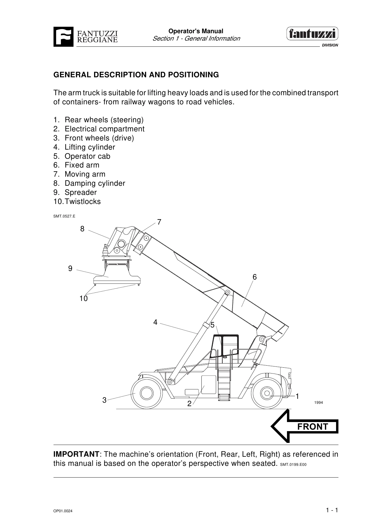 Fantuzzi Reggiane CS 45 KS Container Stacker Operator & Maintenance Manual - Image 2