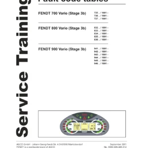 Fendt 700 800 900 Vario Stage 3b Fault Code Tables Manual 2011 - PDF