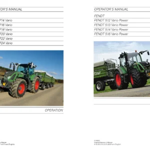 Fendt 714 716 718 720 722 724 Vario Tractor Operator's Manual - Operation Volume PDF