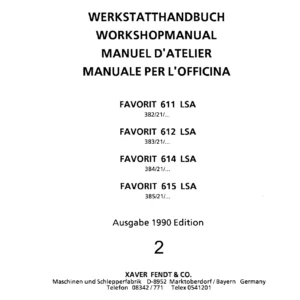 Fendt Favorit 611 612 614 615 LSA Workshop Manual - 1990 Multilingual Repair Guide