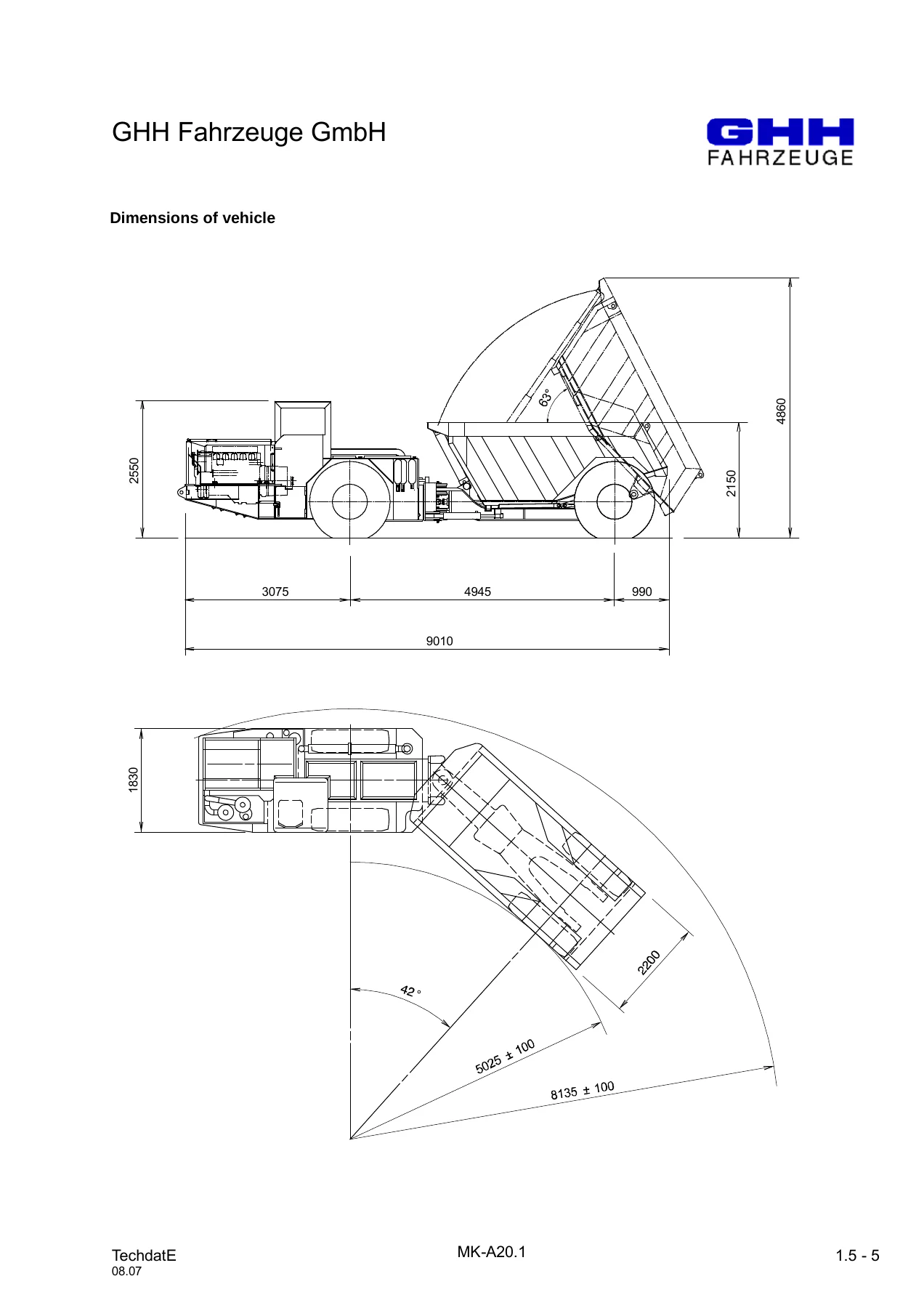 GHH MK-A20.1 Dump Truck Operating Instructions Manual - Vehicle 3089/16 - Image 2