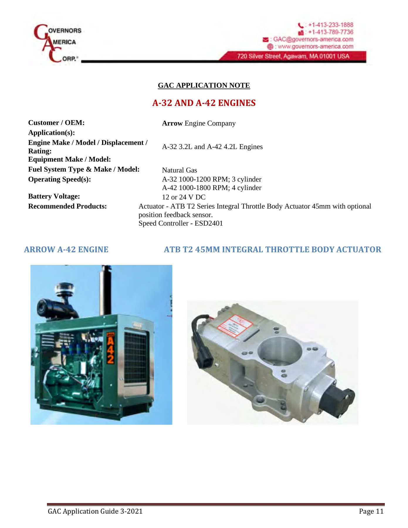 Governors America Corp GAC Product Application Guide 2021 - Electronic Governor Systems for Diesel, Natural Gas & Propane Engines - Image 2