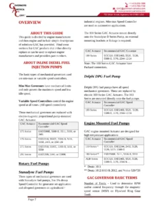 Governors America Corp GAC Product Application Guide 2021 - Electronic Governor Systems for Diesel, Natural Gas & Propane Engines