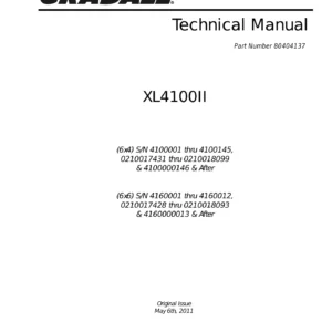 Gradall XL4100II Technical Manual 80404137 - 6x4 & 6x6 Excavator Electrical & Hydraulic Service Repair PDF