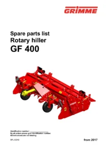 Grimme GF400 Rotary Hiller Spare Parts List SPL02242 2017 - PDF Download