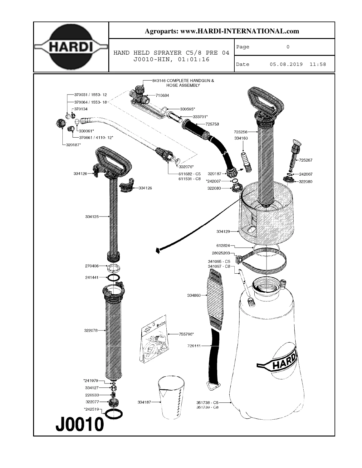 HARDI Parts Catalog 2019 Sections J to P - Hand-Operated Sprayers Special Equipment & Fittings PDF - Image 2