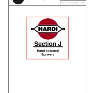 HARDI Parts Catalog 2019 Sections J to P - Hand-Operated Sprayers Special Equipment & Fittings PDF