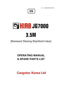 HIAB JG7000 3.5M Knuckle Boom Crane Operating Manual & Spare Parts List - Backward Slewing Stop PDF