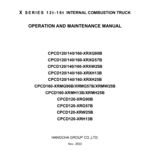 Hangcha X Series 12t-16t Internal Combustion Forklift Operation & Maintenance Manual