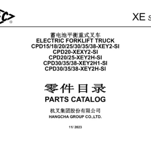 Hangcha XE Series CPD15-38 Electric Forklift Parts Catalog 2023 - Chinese English PDF