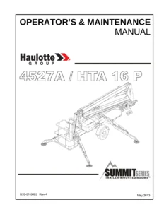 Haulotte Bil-Jax 4527A / HTA 16 P Aerial Work Platform Operator and Maintenance Manual