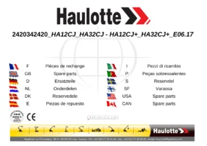 Haulotte HA12CJ HA32CJ HA12CJ+ HA32CJ+ Spare Parts Catalog 2420342420 E06.17