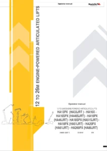 Haulotte HA12PX HA16X HA16PX HA18PX HA16SPX HA18SPX HA20PX HA260PX Articulated Lift Operator Manual