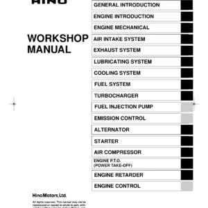 Hino E13C Engine Workshop Manual S5-YE13E01E - Complete Diesel Engine Service, Overhaul & Fuel Control Repair Guide (PDF)